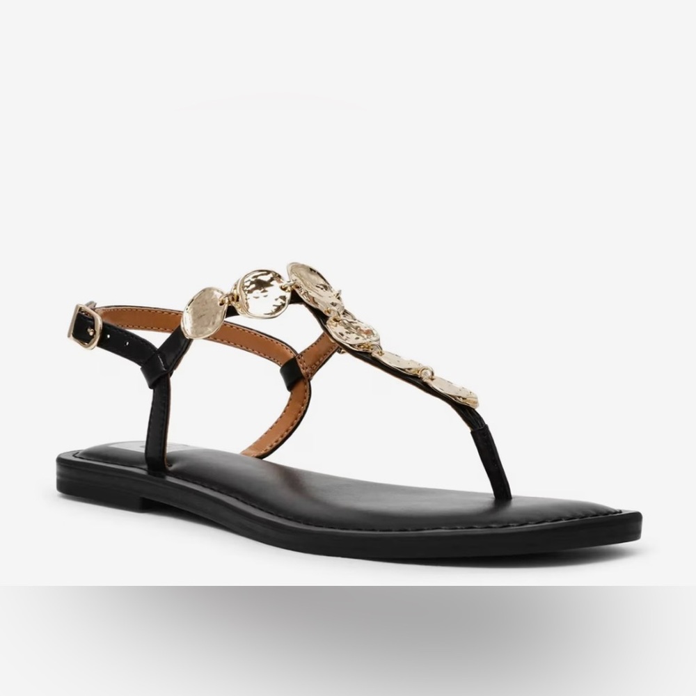 DV by Dolce Vita Black Sandals with Gold Accents